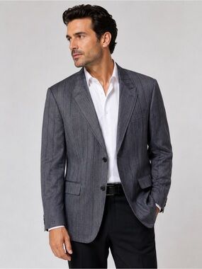 Vintage Christian Dior Monsieur Gray Pinstripe Wool Blazer Sport Coat